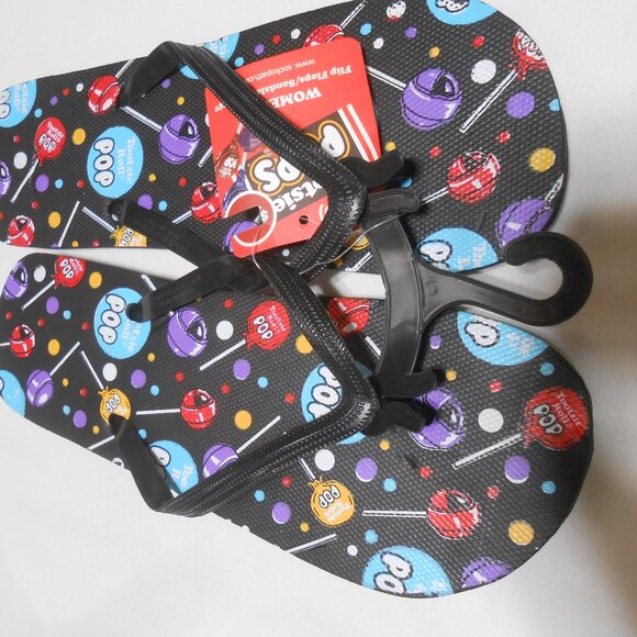 NEW Women's Flipflops Sandals Shoes size S 5/6 Tootsie Pops Design Blk Tops 👩 - Picture 4 of 9